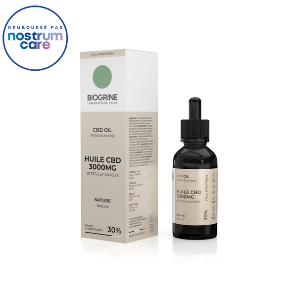 Huile CBD 3000mg PREMIUM Full Spectrum 30% | Stress et Anxiété | Huile BIO | Goût Nature 10ml Vegan