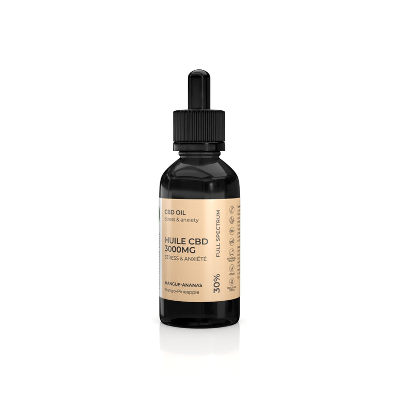 Aceite de CBD 3000mg Espectro Completo 30% | Estrés y ansiedad | Sabor Mango Piña 10ml