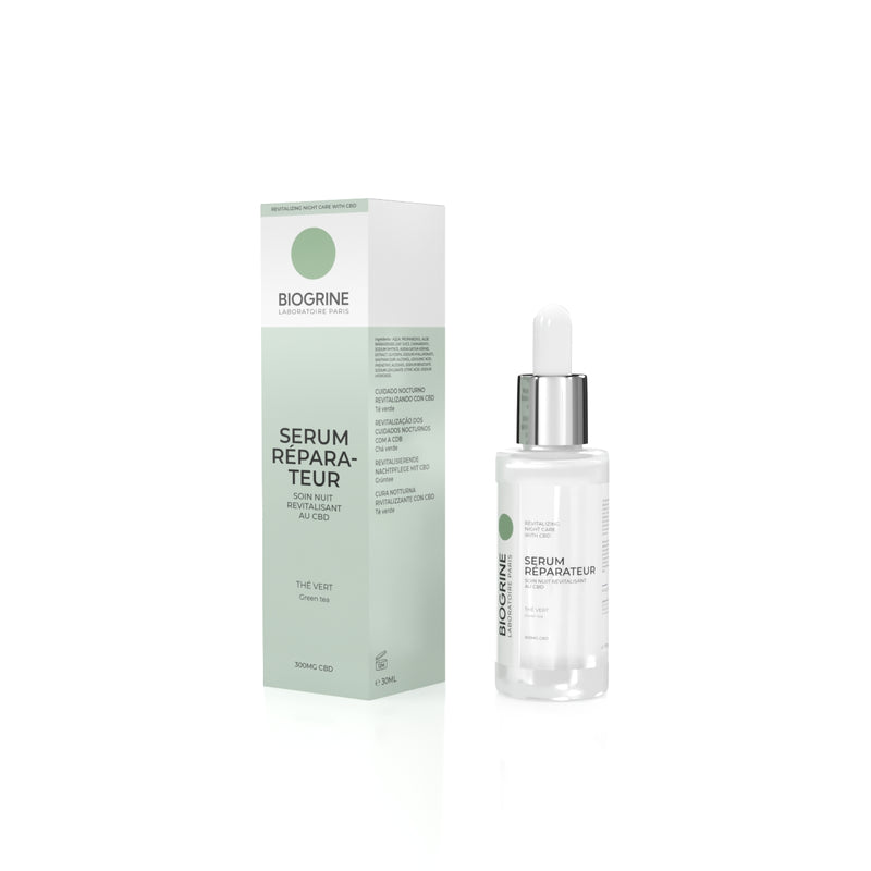 "SERUM REPARATEUR" - Soin nuit revitalisant au CBD  |  Thé vert | 300mg CBD 30ml